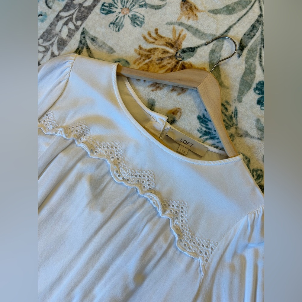 LOFT White Blouse with Lace Detail - Picture 8 of 13